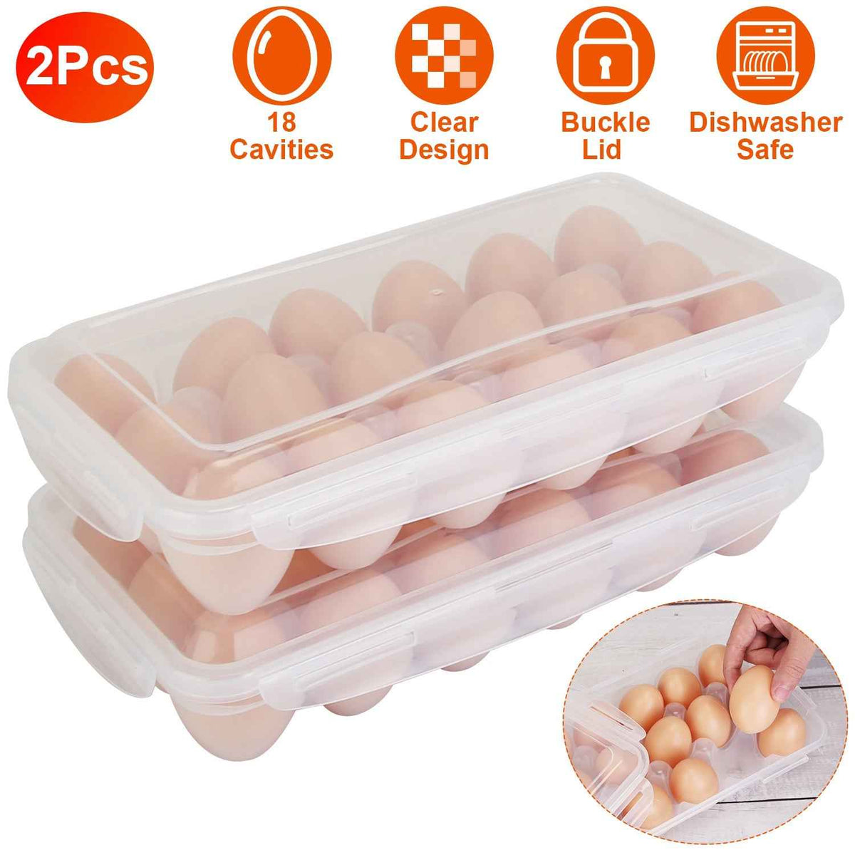 Stackable 18-Egg Refrigerator Storage Holder (2-Pack)