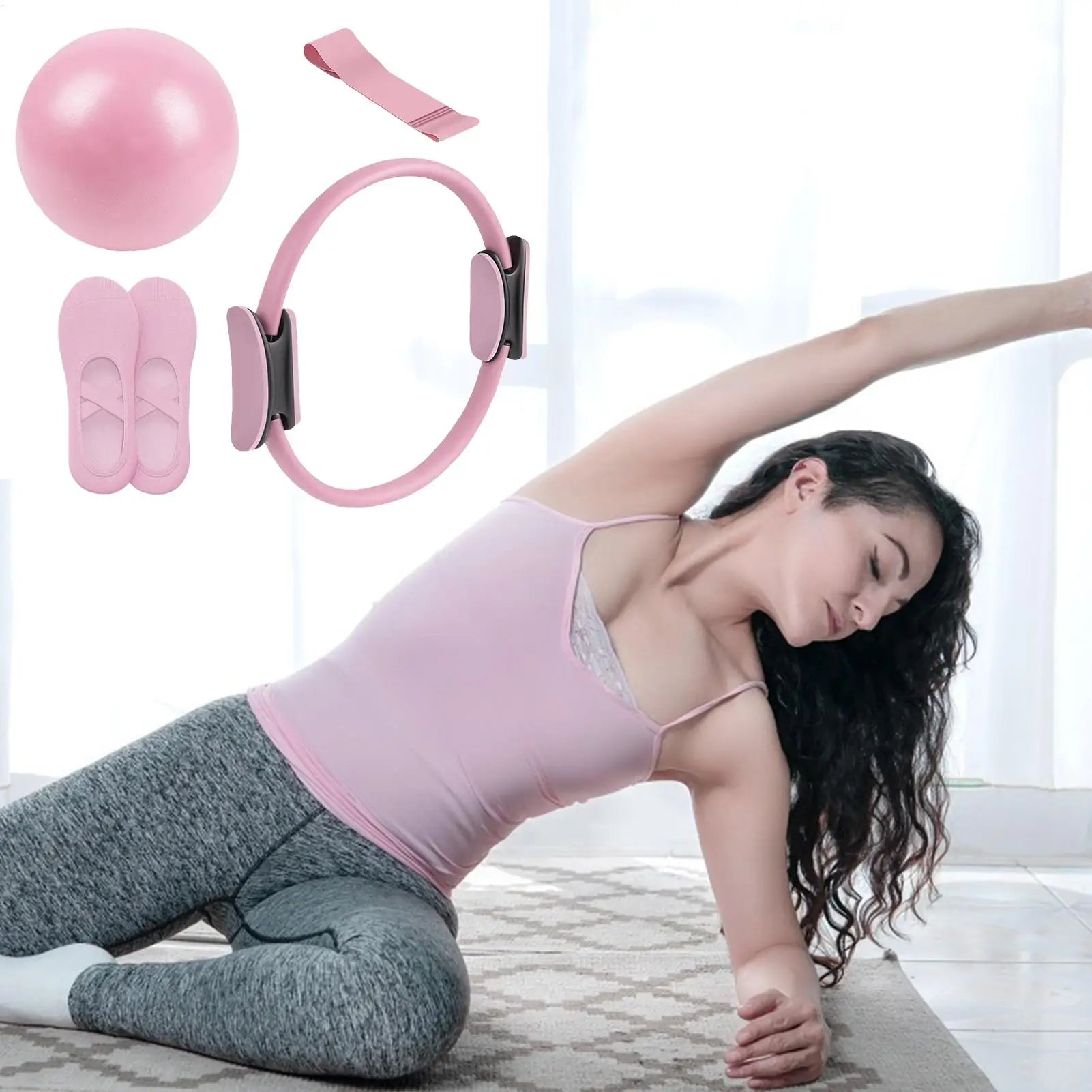 NEW Pilates Ball and Ring Set Pilates Fitness Ring Resistance Band Exercise Workout Fitness Equipment for Pregnancy Postpartum