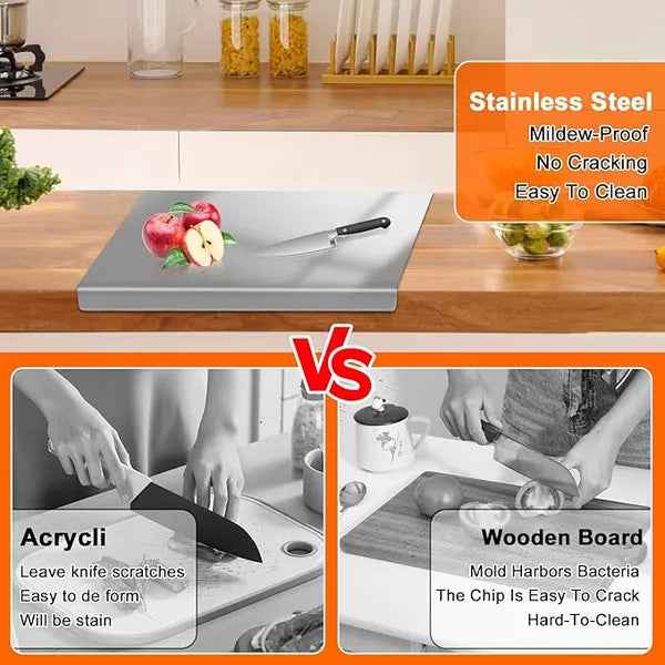 Stainless Steel Kitchen Countertop Cutting Board with Lip