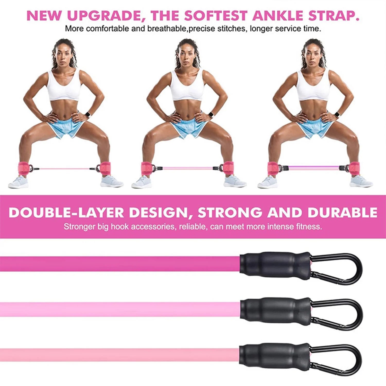 Ankle Resistance Bands for Working Out with Cuffs, Leg Butt Training Equipment Exercise Bands