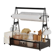 Metal Countertop Utensil Caddy with Built-in Paper Towel Holder