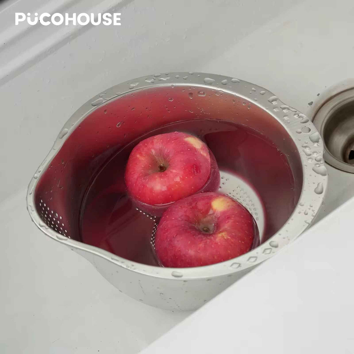 Stainless Slanted-Bottom Drain Bowl for Pasta, Rice, and Produce