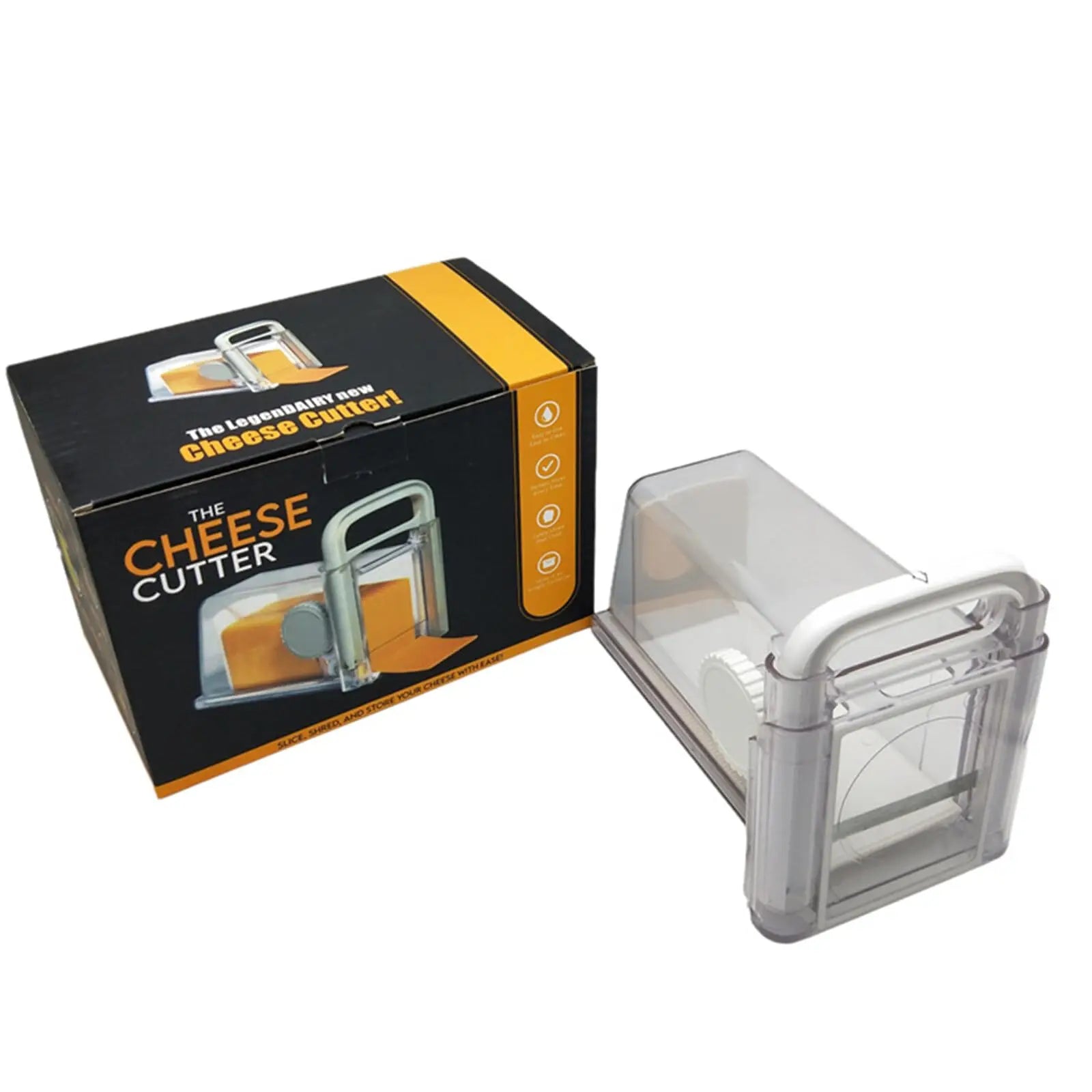 Cheese Cutter with Storage Container - 3 Metal Blades