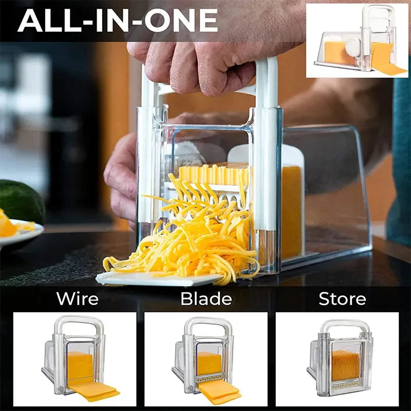Cheese Cutter with Storage Container - 3 Metal Blades