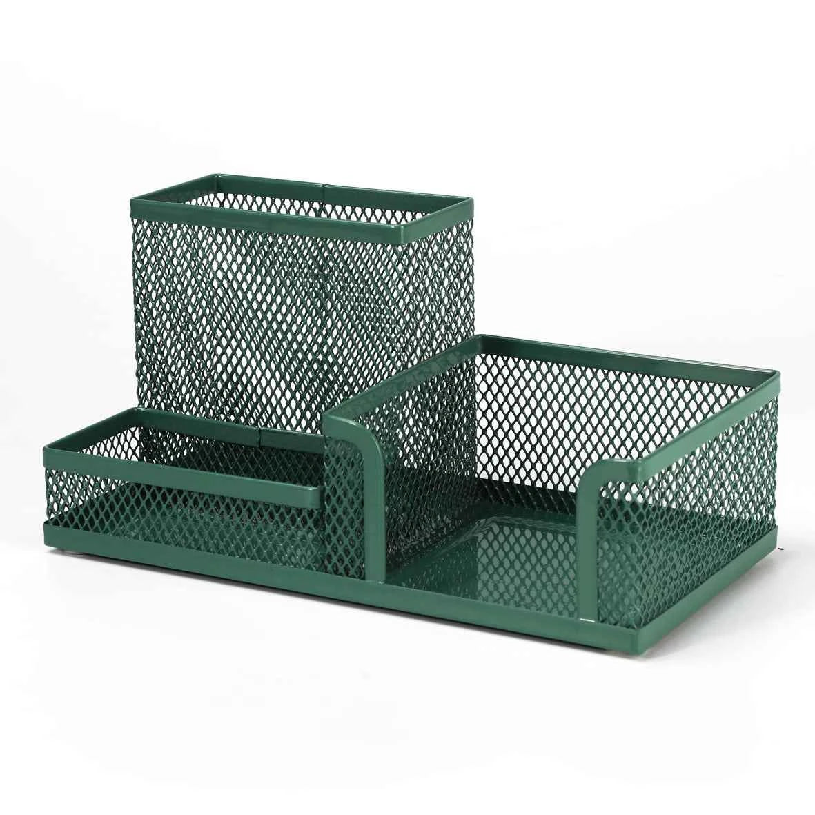Mesh Desk Organizer Metal Office Storage Box with Compartment Stationery Holder Office Supplies