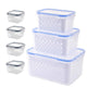 17 Piece  Food Storage Containers for Kitchen Organization Includes 7 Lids 7 Boxes 3 Drain Baskets Ideal for Fruits Vegetables