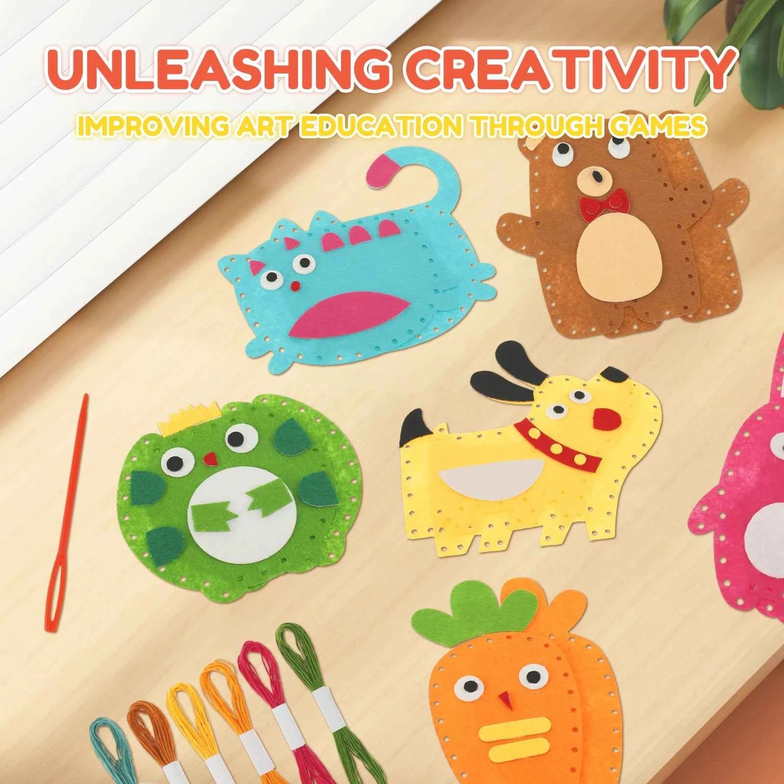 Sewing Crafts Kits Forest Creatures DIY Sewing Felt Plush Animals for Beginner Kids Educational Art Supplies Toy Craft Kit