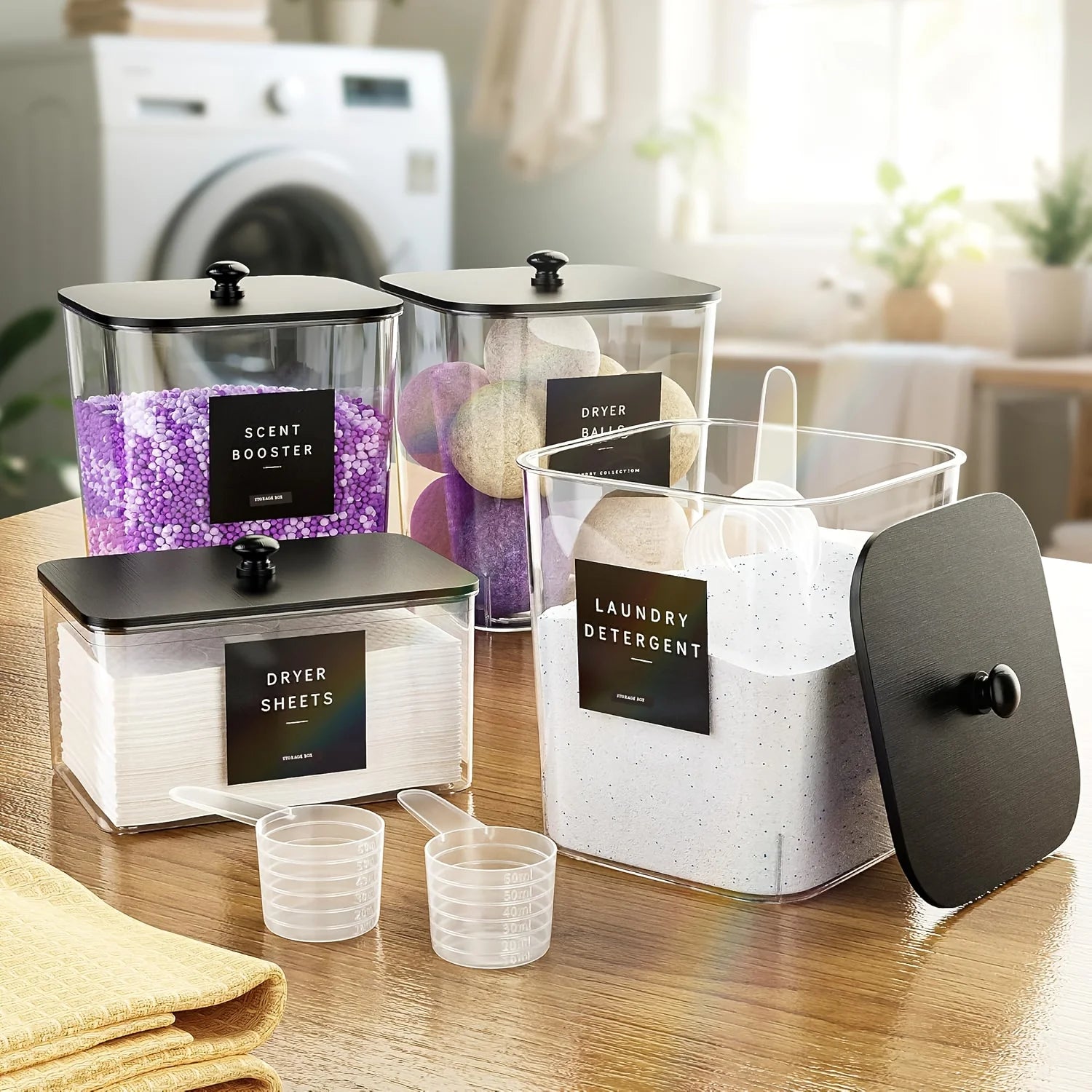 3 Pack Laundry Room Organization Containers, Laundry Pods Container, Clear Large Laundry Detergent Powder Storage Containers