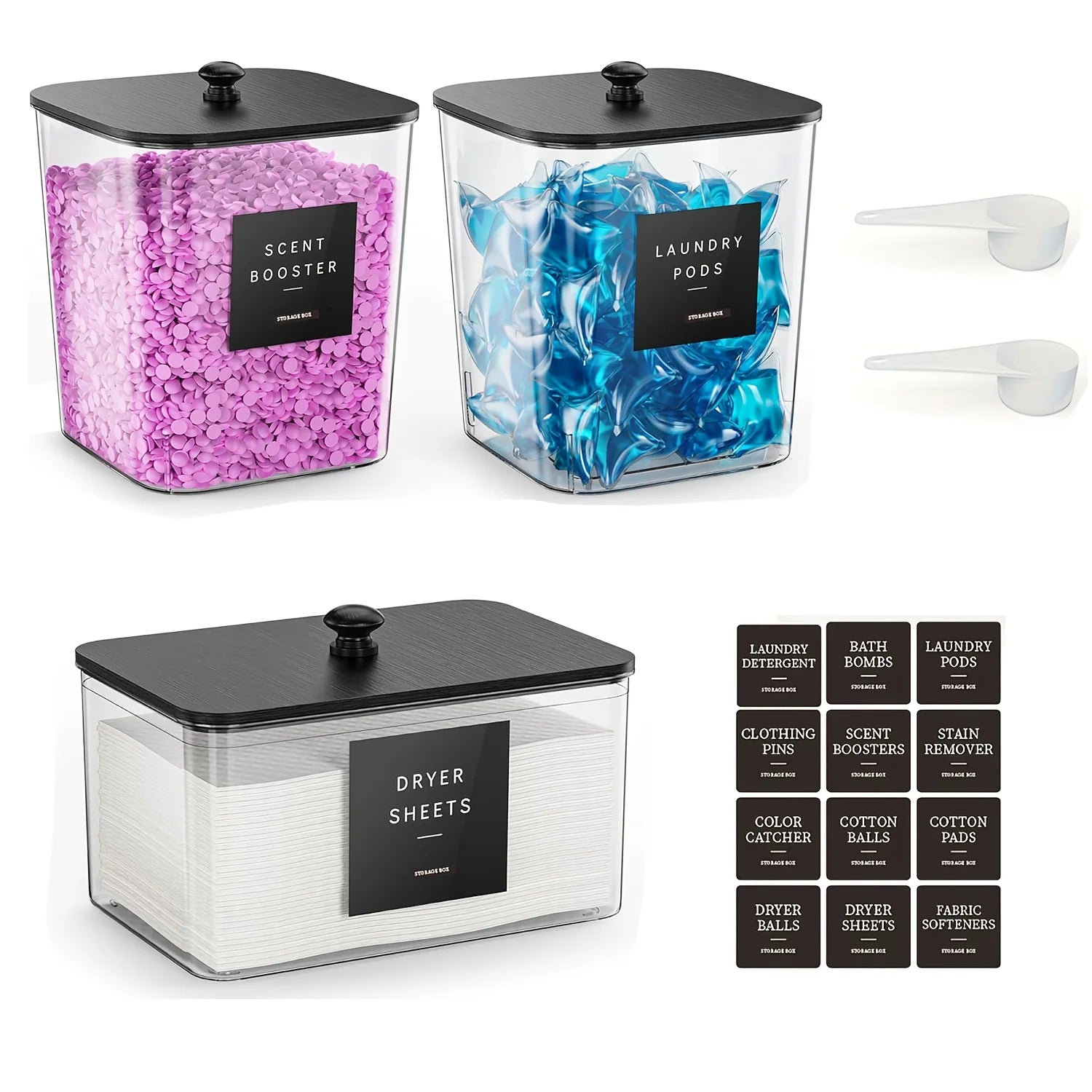 3 Pack Laundry Room Organization Containers, Laundry Pods Container, Clear Large Laundry Detergent Powder Storage Containers