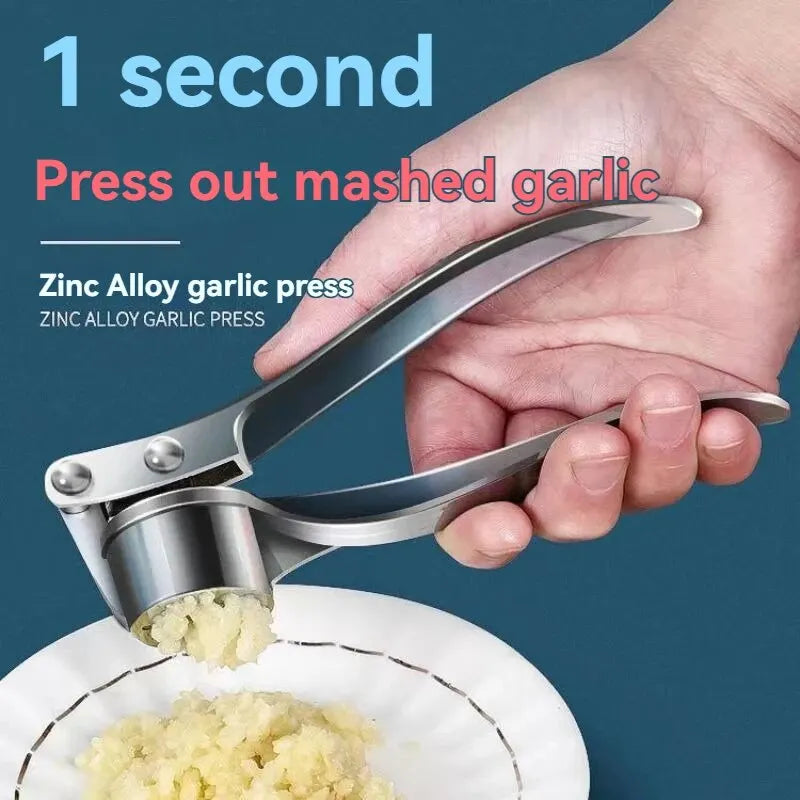 Stainless Steel Garlic Press - Anti-Slip Ergonomic