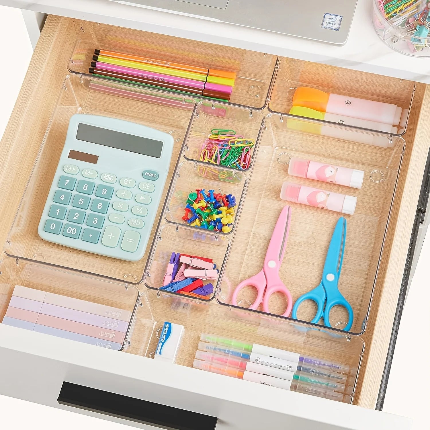 60/6/9/12Pack Drawer Organizers Clear Plastic Tub Containers for Bathroom Dressing Table Storage, Home Organization Makeup Kit