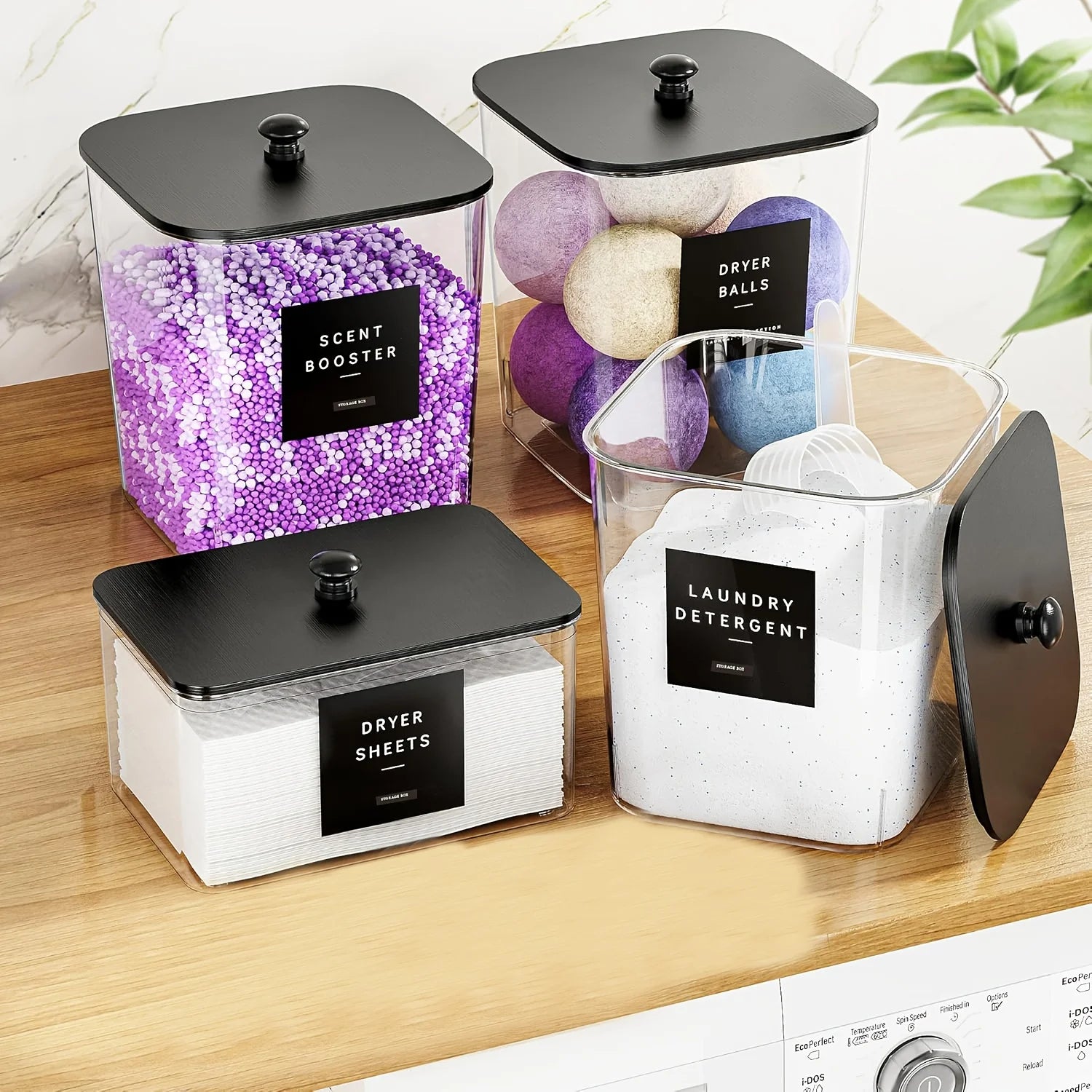 3 Pack Laundry Room Organization Containers, Laundry Pods Container, Clear Large Laundry Detergent Powder Storage Containers
