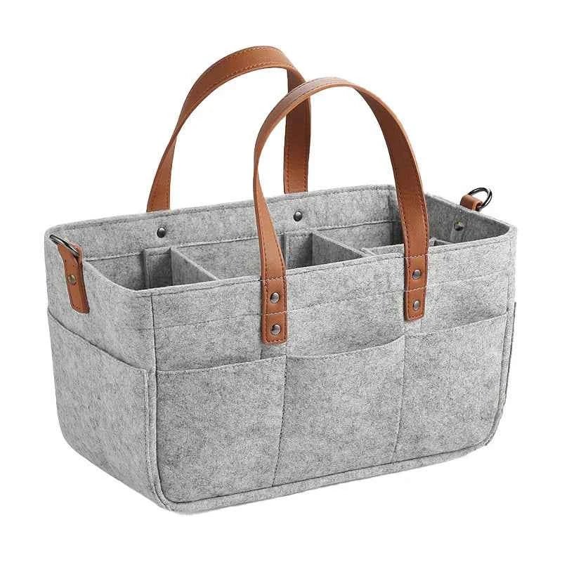 Automobiles Baby Felt Storage Nursery Organizer Basket Infant Diaper Bag with Handle Caddy Changing Nappy Kids Storage Carrier