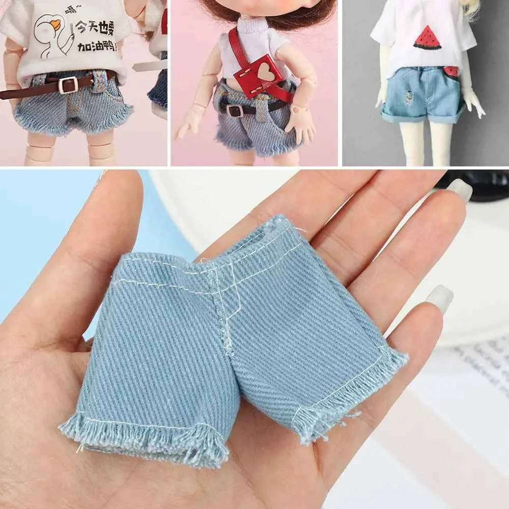 Kids Toys 11.5" 1/6 BJD Dolls Floral Jeans Clothes Accessories Leather Pants Shorts Dolls Trousers