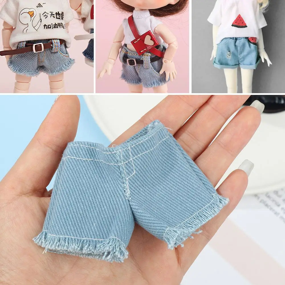 Kids Toys 11.5" 1/6 BJD Dolls Floral Jeans Clothes Accessories Leather Pants Shorts Dolls Trousers