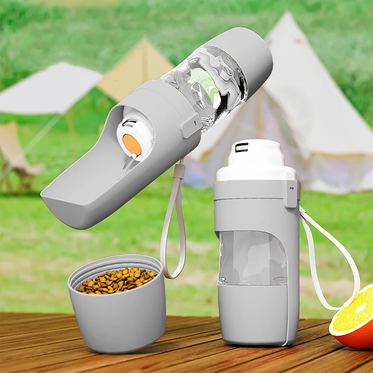 Portable Pet Water Bottle - 2-in-1 Food & Water Container