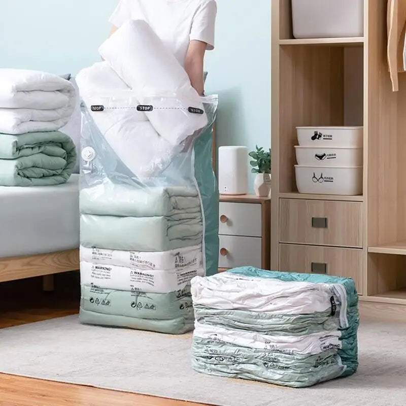 No Need Pump Vacuum Bags Large Plastic Storage Bags for Storing Clothes Blankets Compression Empty Bag Covers Travel Accessories