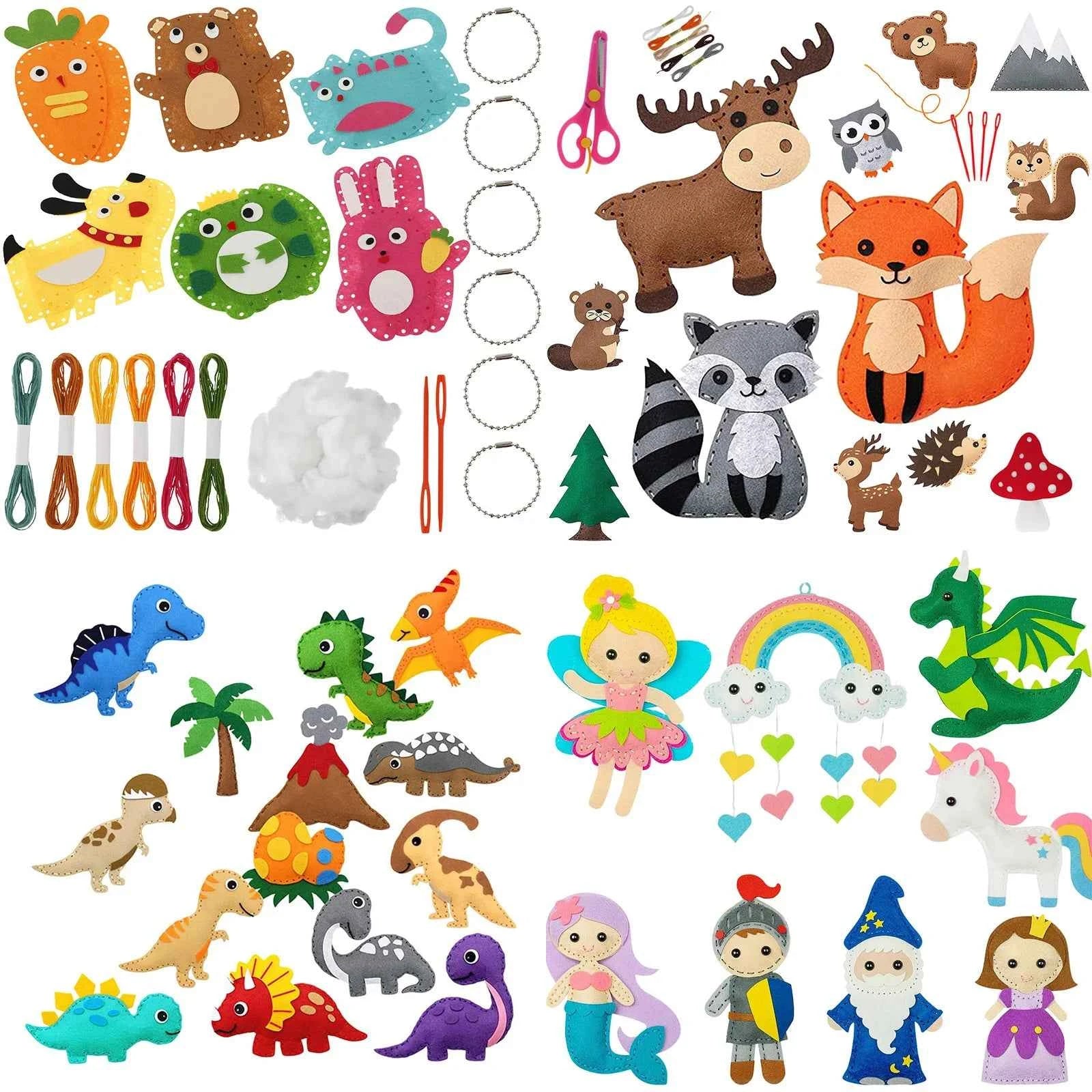 Sewing Crafts Kits Forest Creatures DIY Sewing Felt Plush Animals for Beginner Kids Educational Art Supplies Toy Craft Kit