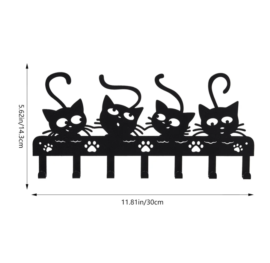 Wall-Mounted Key & Entryway Hook Rack with 7 Iron Hooks - Functional features and details