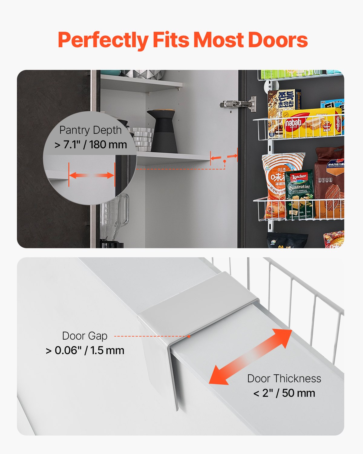 6-Tier Over-the-Door Pantry Organizer Hanging Storage - Functional features and details