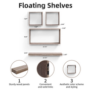 17.7-Inch Wall-Mounted Floating Wood Shelf