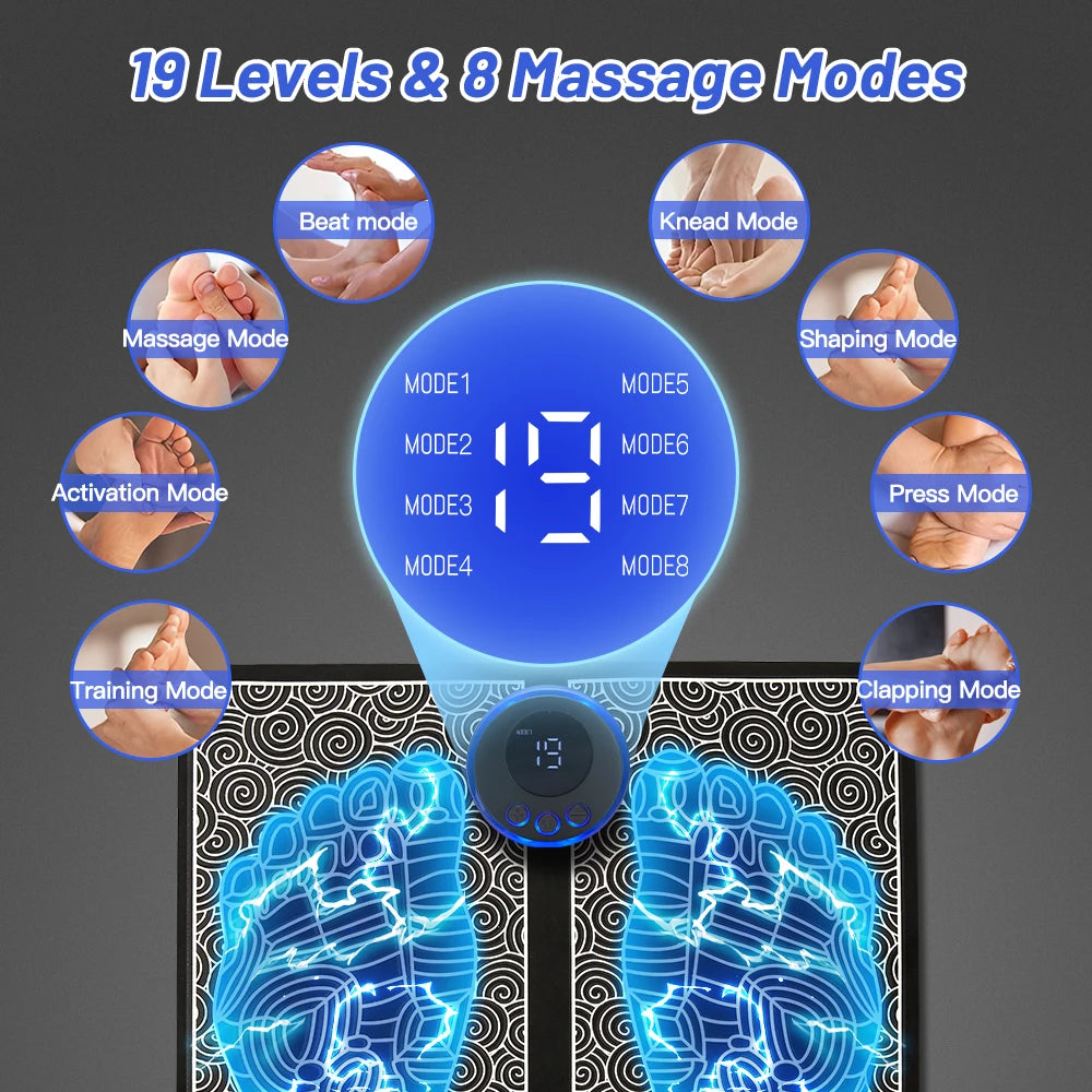 EMS Foot Massager Mat Electric Masajeador Rechargeable Shoulder Massage Pulse Muscle Stimulation Foot Relaxation Pads