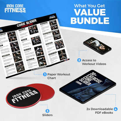 Core Sliders for Working Out Dual Sided Exercise Gliding Discs for Use on All Surfaces, Ultimate Core Trainer, Light and Portable, Gym & Home Total Body Workout Equipment