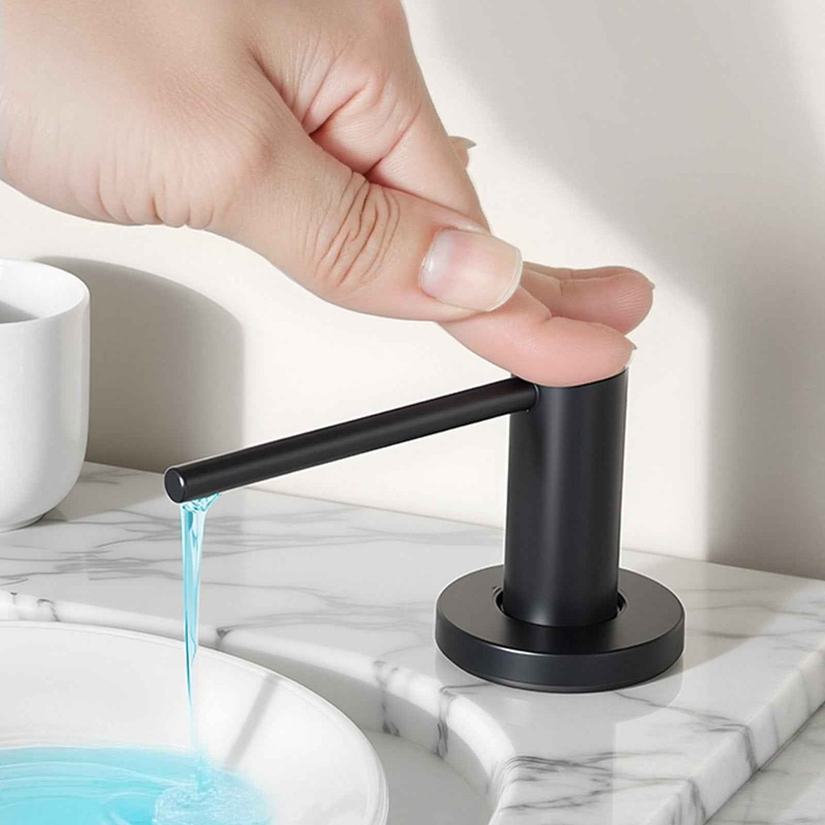 Built-In Kitchen Sink Soap Dispenser with 17oz Bottle & Stainless Head