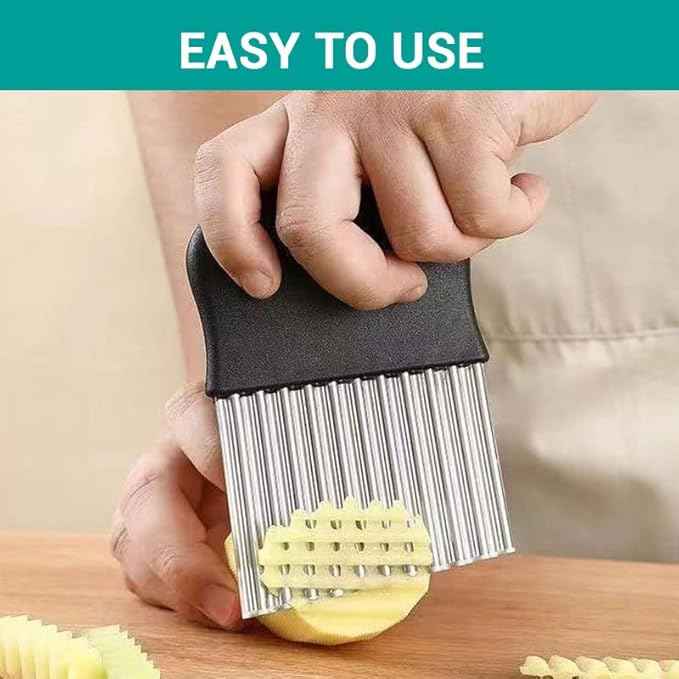 Stainless Steel Crinkle Fry Cutter & Wavy Potato Slicer Knife
