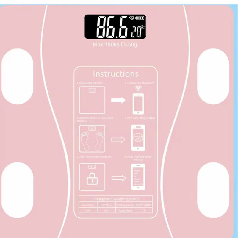 Digital Body Weight Scale Smart Wireless Fat Scale Bathroom Weight Scales for Body Composition Analyzer with Smartphone App