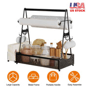 Metal Countertop Utensil Caddy with Built-in Paper Towel Holder
