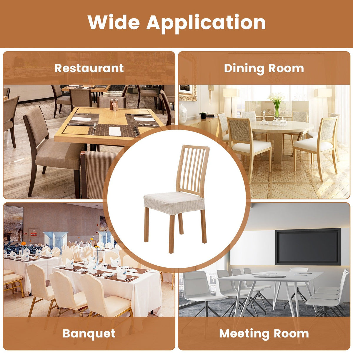 4-Pack Waterproof Dining Chair Seat Slipcovers