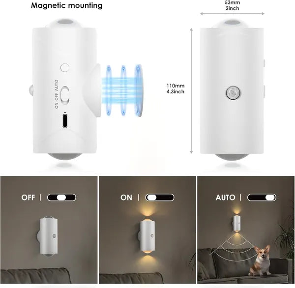 Magnetic Motion Sensor LED Night Lights - Functional features and details