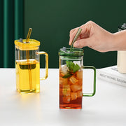 6-Pack Glass Straw Cups with Lids
