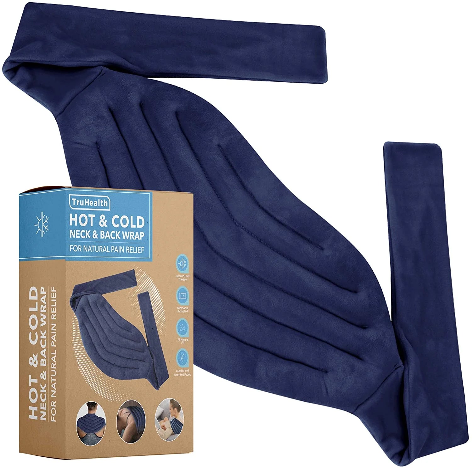 | Hot & Cold Wrap for Neck & Shoulders | Microwave Activated | Weighted Muscle Therapy | Flax Seed Fill | Blue