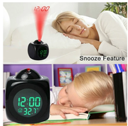 LED Projection Alarm Clock with Voice Weather, Snooze - Dimensions and specification details