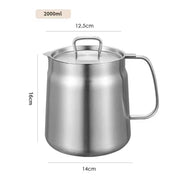 2L Stainless Steel Cooking Oil Storage Pot with Fine Mesh Strainer