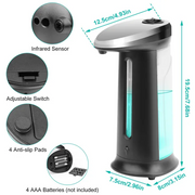 Touchless Automatic Infrared Sensor Liquid Soap & Sanitizer Dispenser (16.9oz)