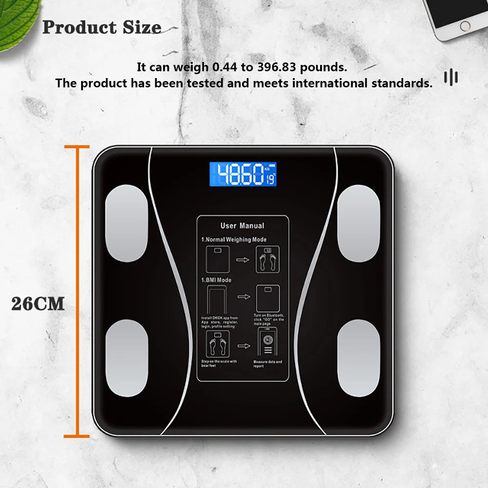 Digital Body Weight Scale Smart Wireless Fat Scale Bathroom Weight Scales for Body Composition Analyzer with Smartphone App