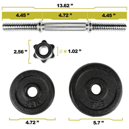 40Lb Adjustable Dumbbell Set, Chrome & Black