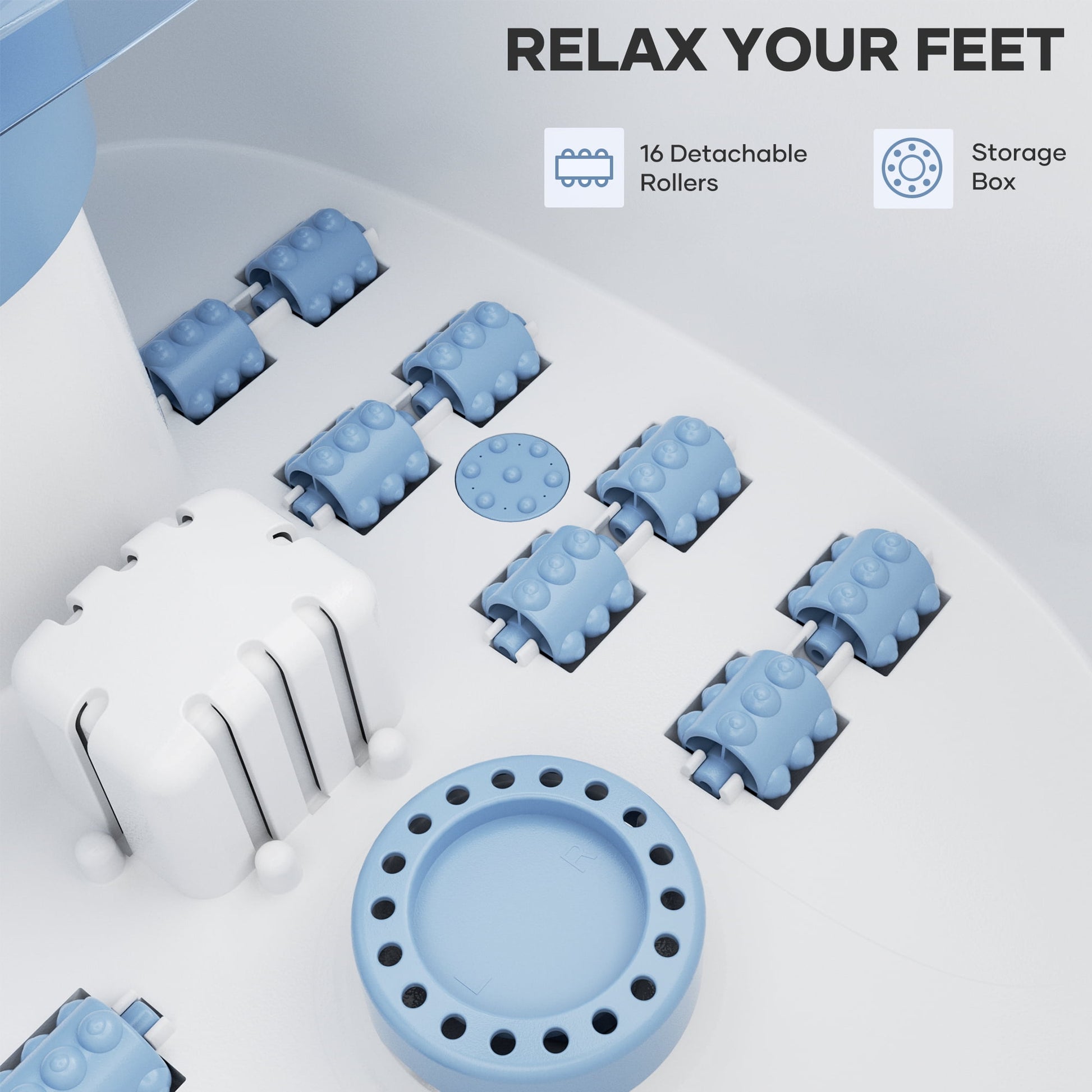 Foot Spa Bath Massager with Heat, Bubbles, and Vibration for Soothe and Comfort Feet, Blue