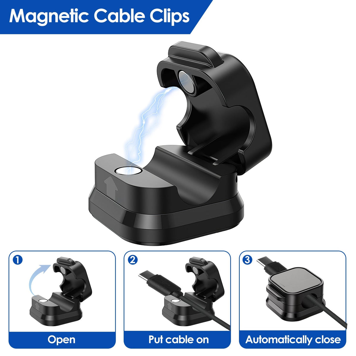 Magnetic Adhesive Cable Management Clips & Cord - Functional features and details