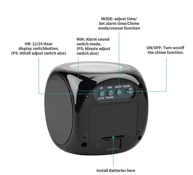 LED Projection Alarm Clock with Voice Weather, Snooze - Main product view