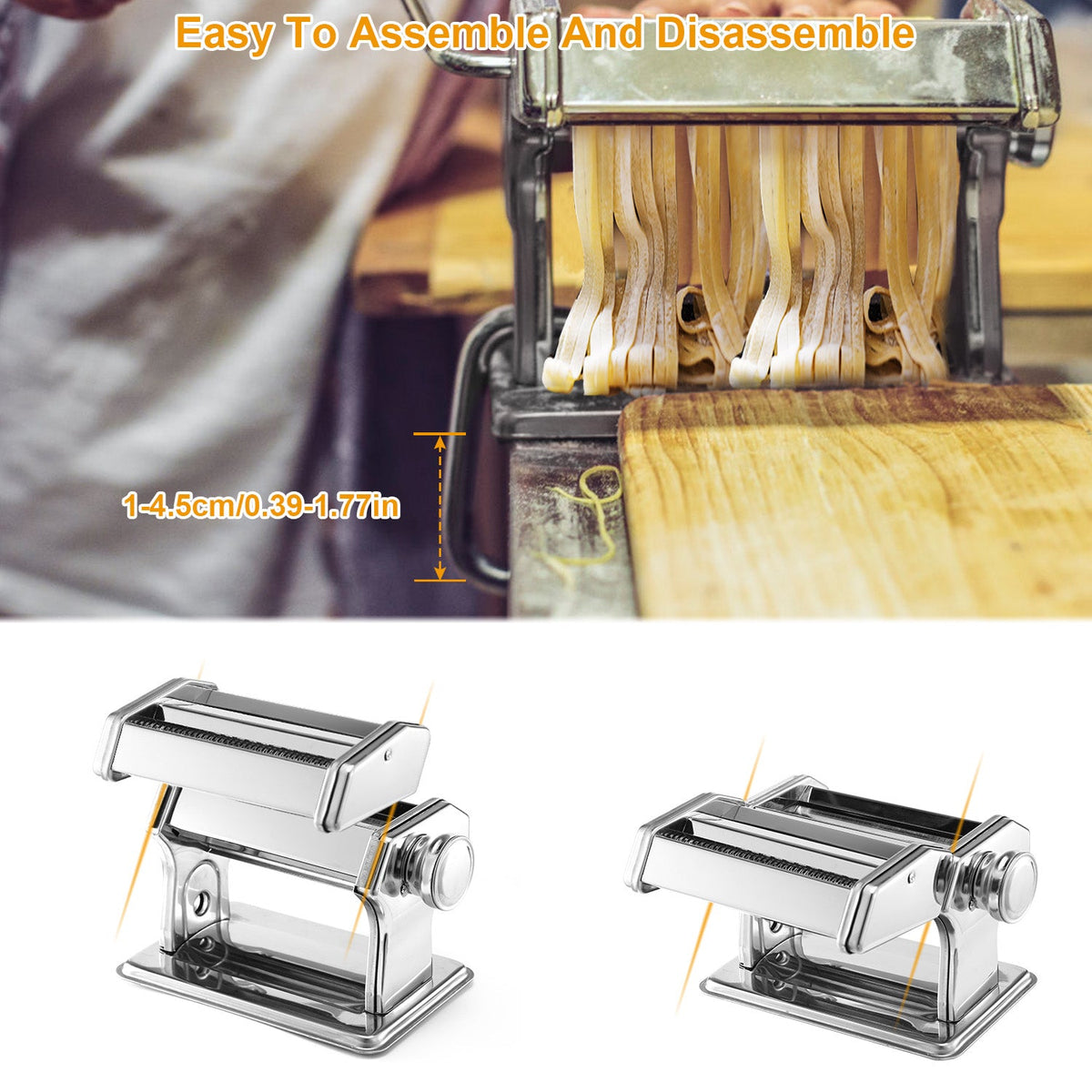 Stainless Steel Pasta Maker with 9 Thickness Settings