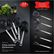 Heat-Resistant Stainless Steel Cooking Utensil Set - Close-up material and construction