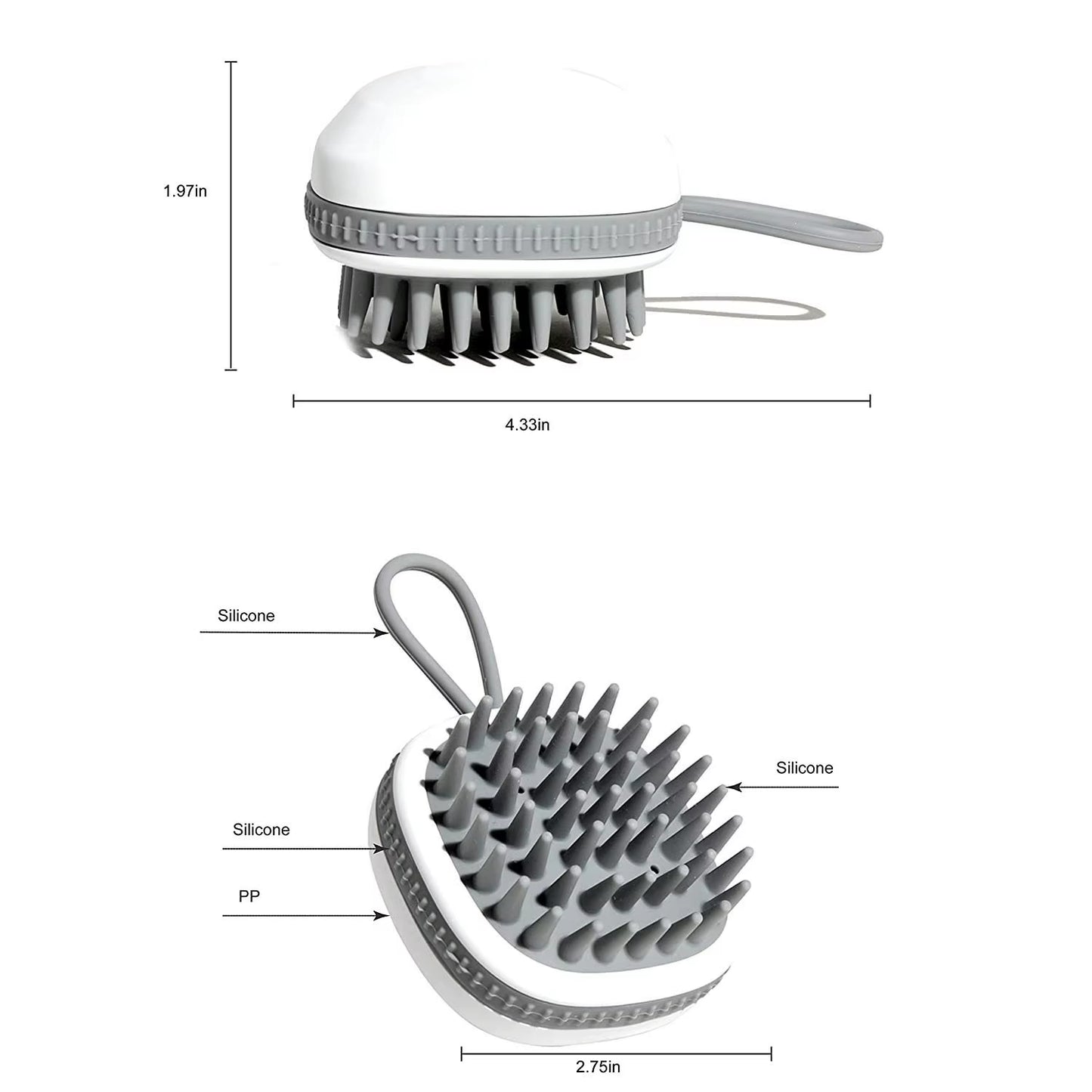 Hair Shampoo Brush with Soft Silicone,Scalp Massager Brush Head,Dandruff Removal,Waterproof Shower Scalp Scrubber
