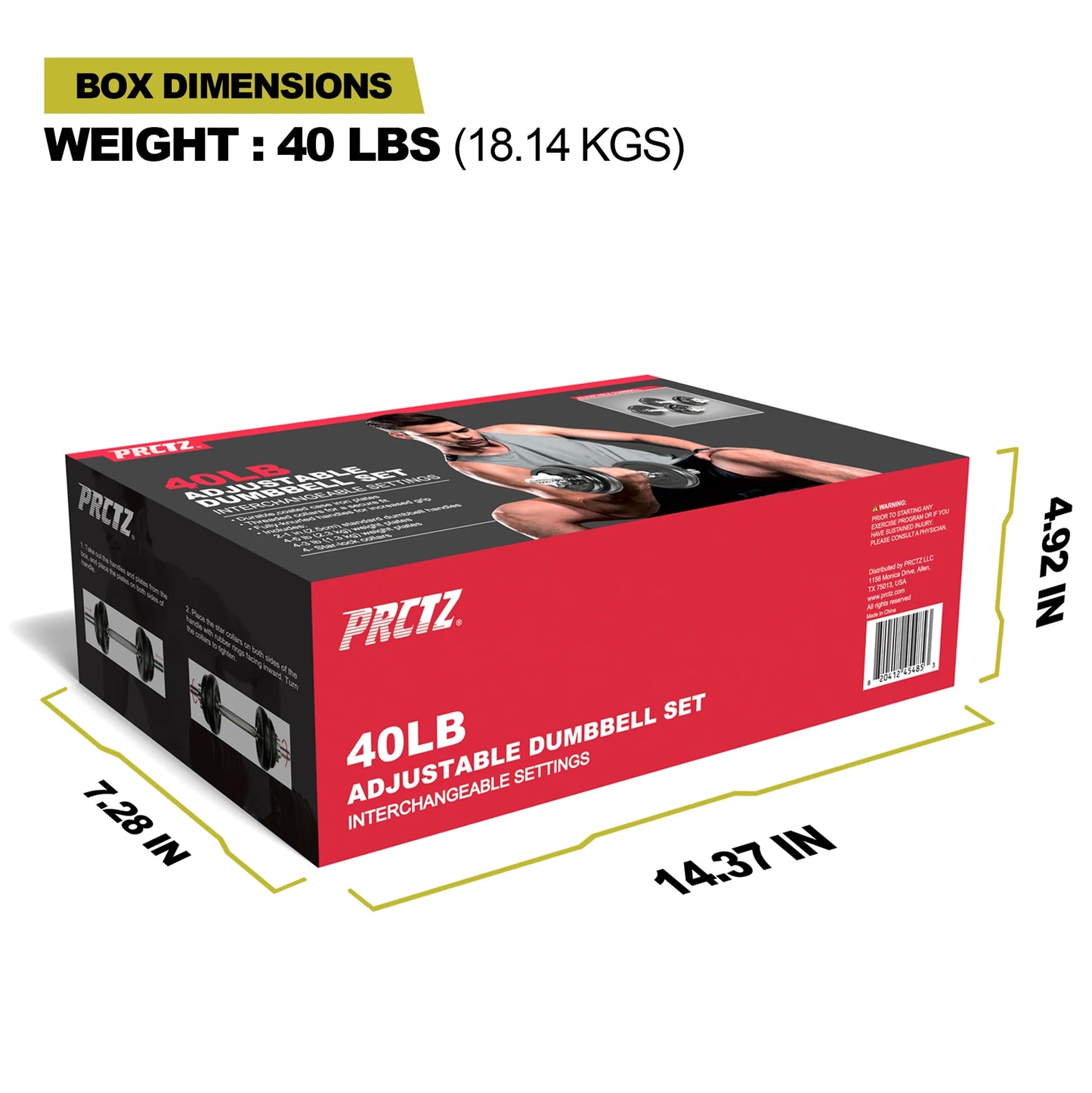 40Lb Adjustable Dumbbell Set, Chrome & Black