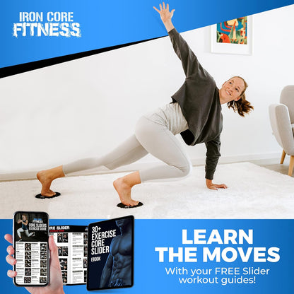 Core Sliders for Working Out Dual Sided Exercise Gliding Discs for Use on All Surfaces, Ultimate Core Trainer, Light and Portable, Gym & Home Total Body Workout Equipment