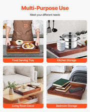 Acacia Wood Serving Tray 17" x 12" with Handles - Installation and setup perspective