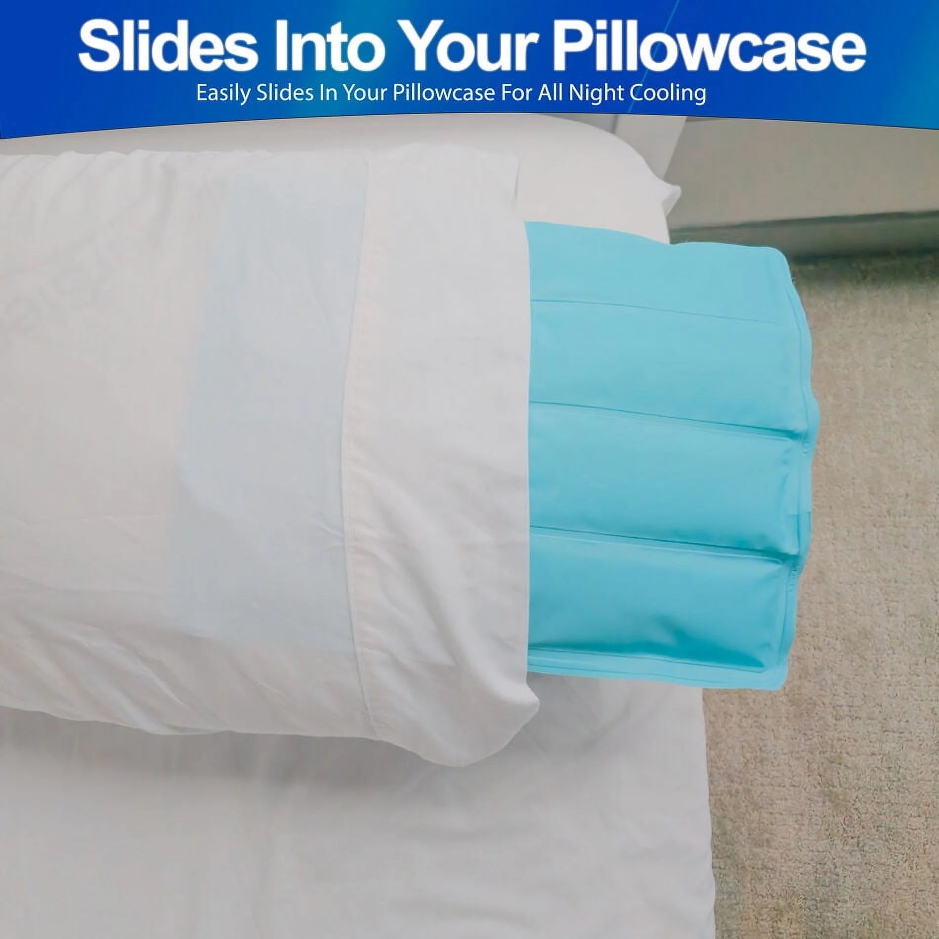 Cooling Gel Pillow Pad Insert for Night Sweats and Hot Flashes Relief – Fridge Safe, Reusable